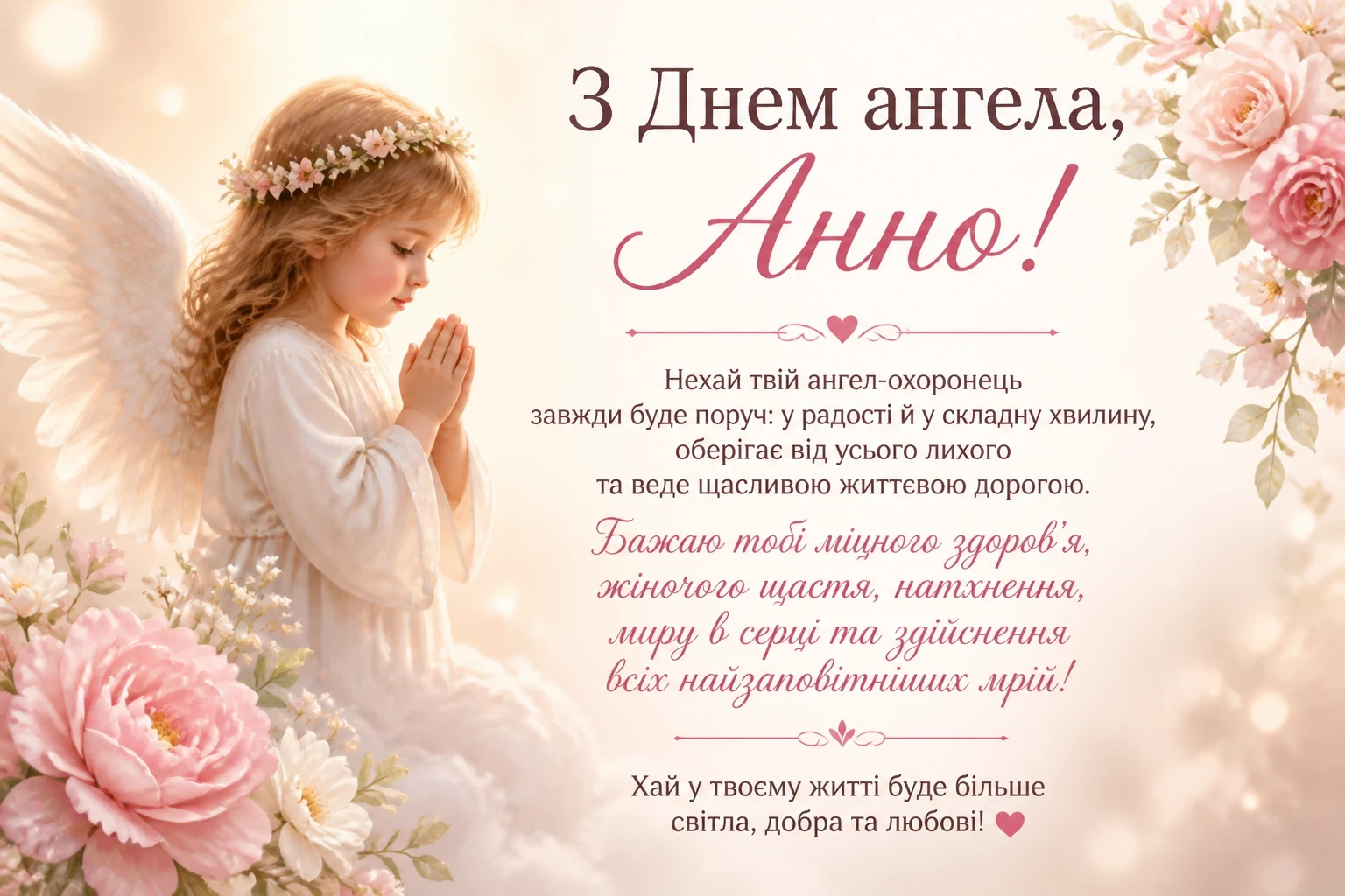 Привітання з днем ангела для Анни Привітання з днем ангела для Анни