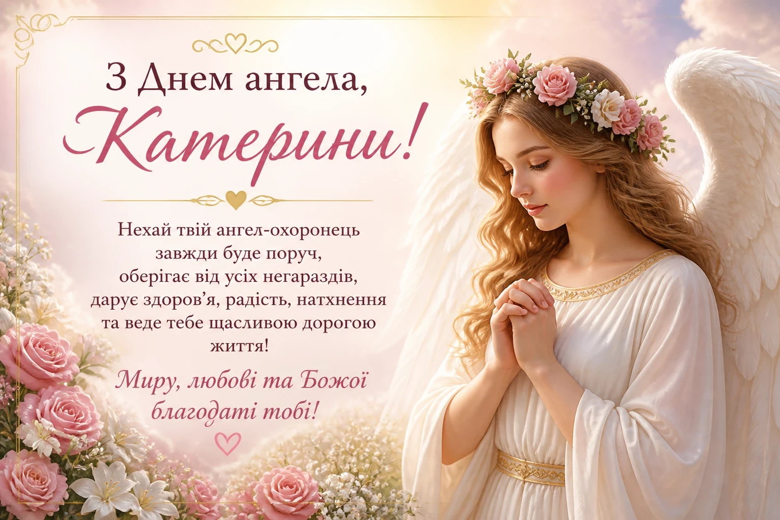 Щирі привітання для Катерини з днем ангела у святковий день Привітання з днем ангела Катерини