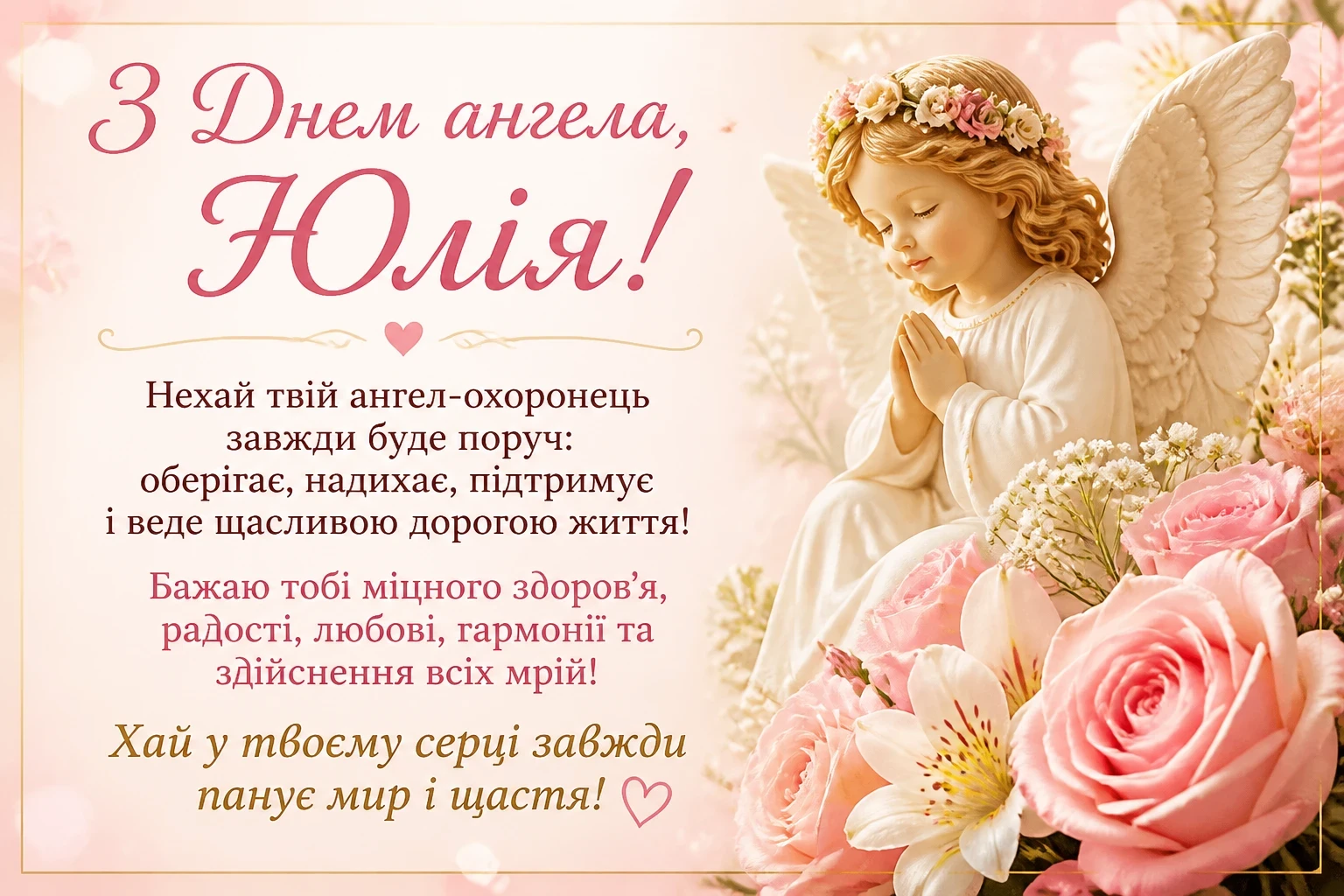 Красиві привітання для Юлії з днем ангела зі щирими словами від душі Привітання на день ангела Юлії