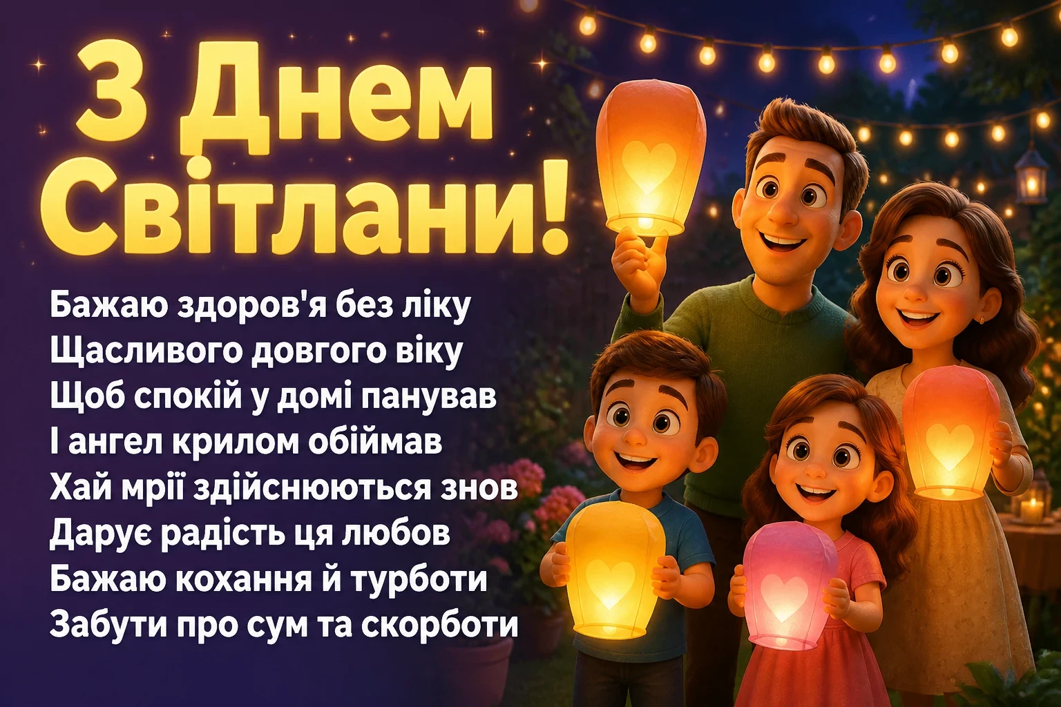 привітання з днем світлани