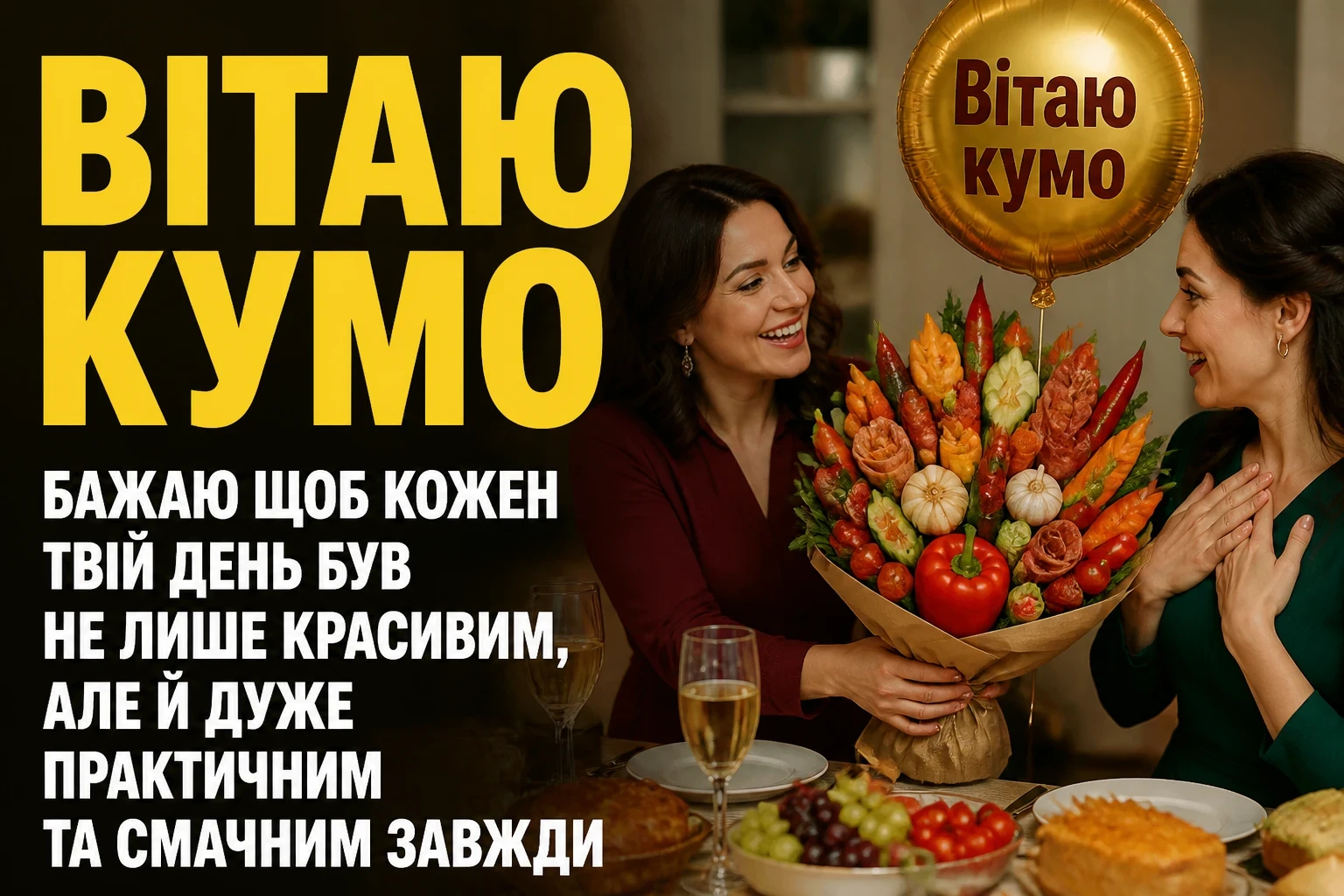 привітання квіти для куми