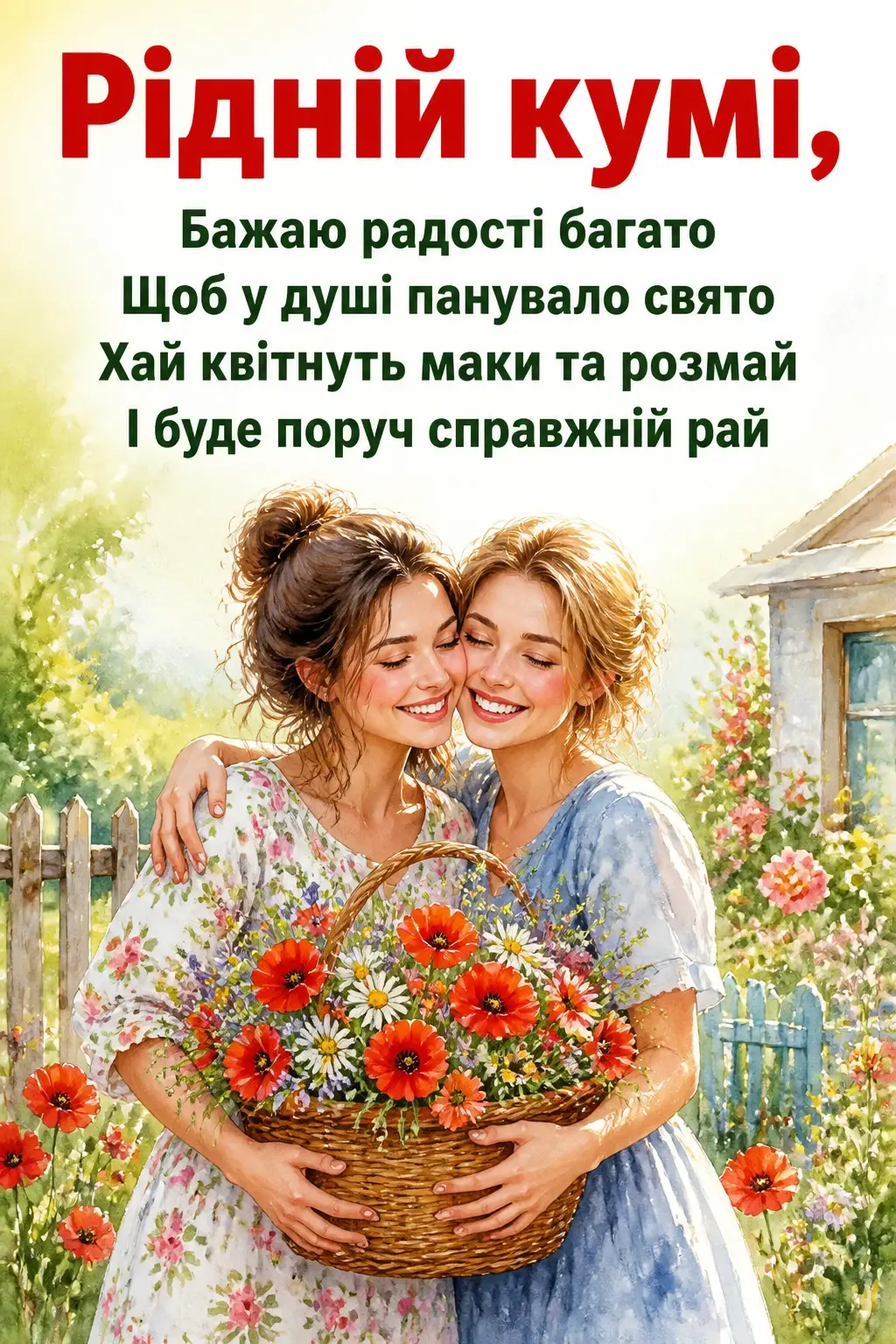 привітання квіти для куми