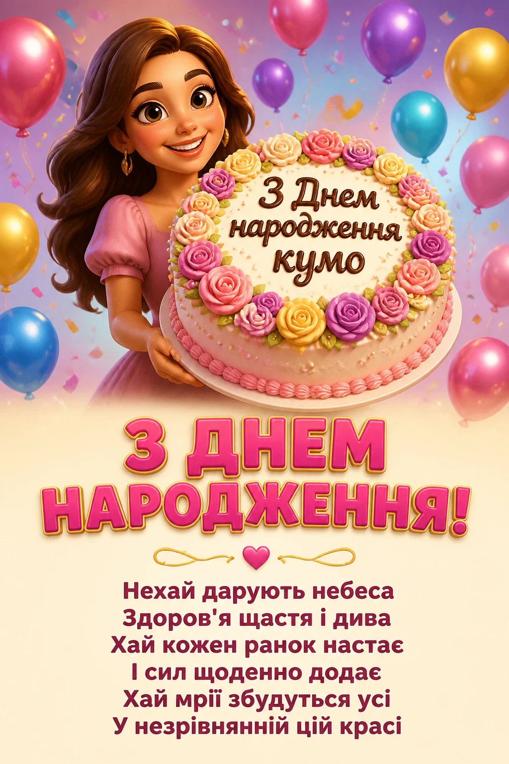 привітання квіти для куми