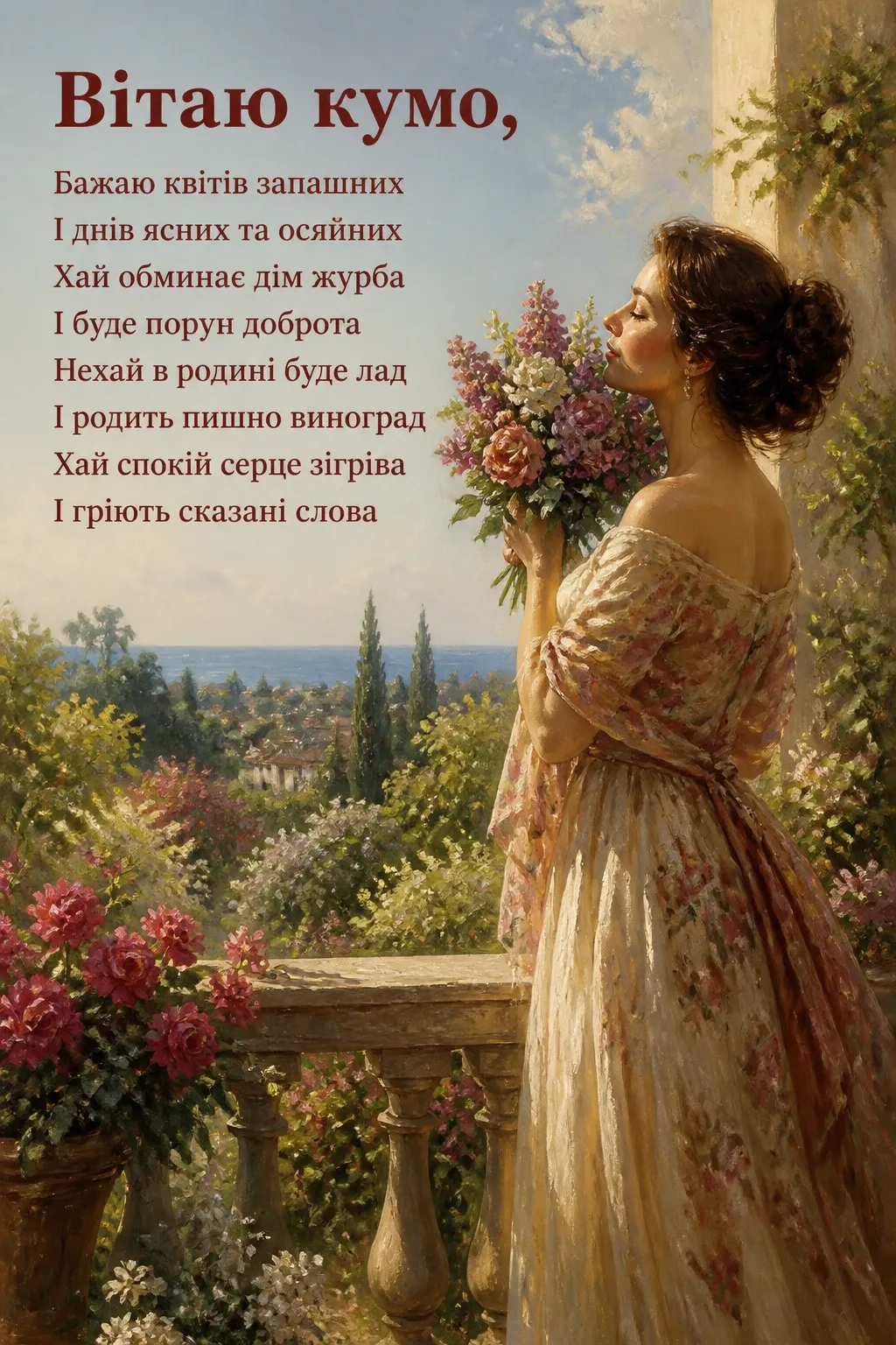 привітання квіти для куми