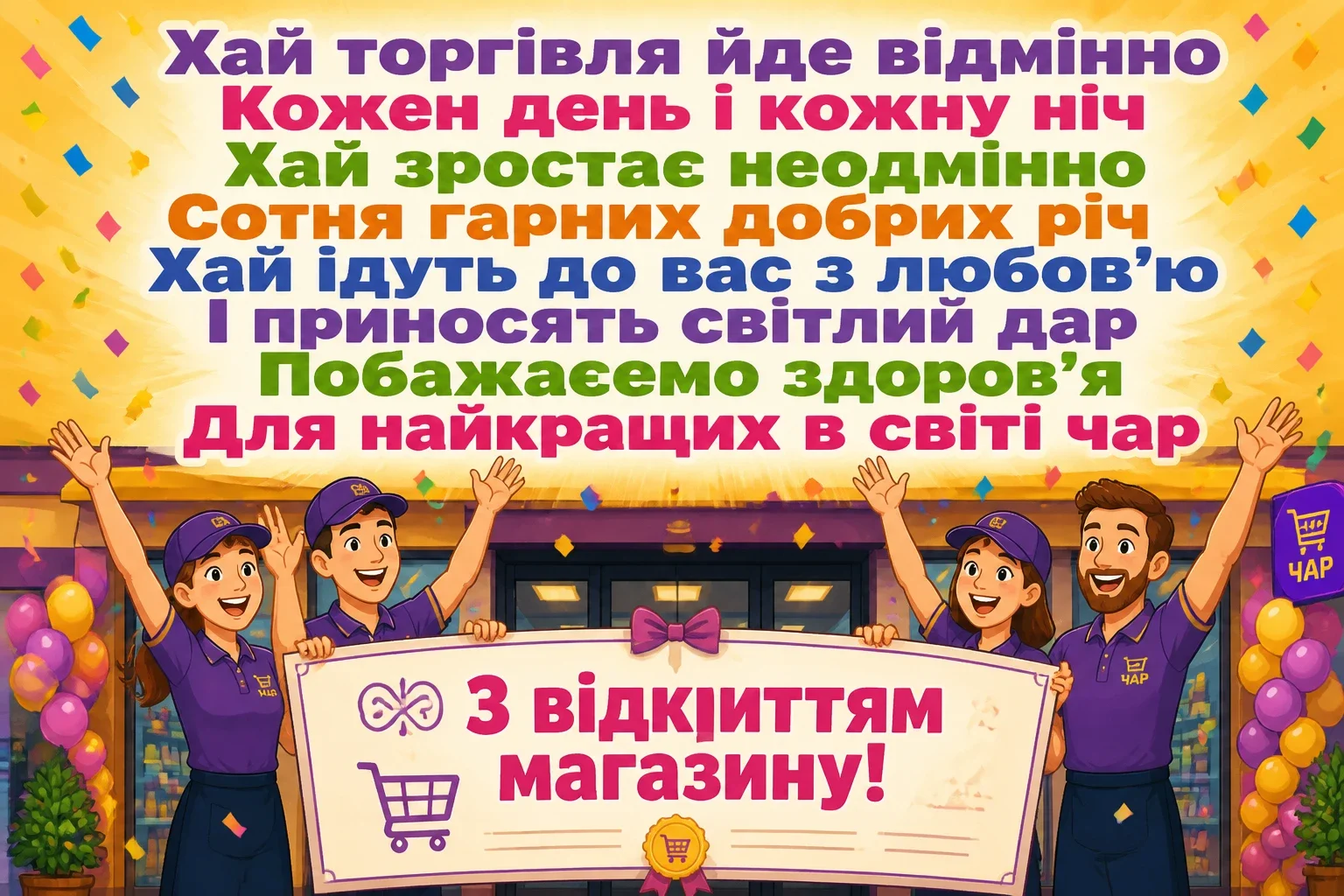 привітання з відкриттям магазину