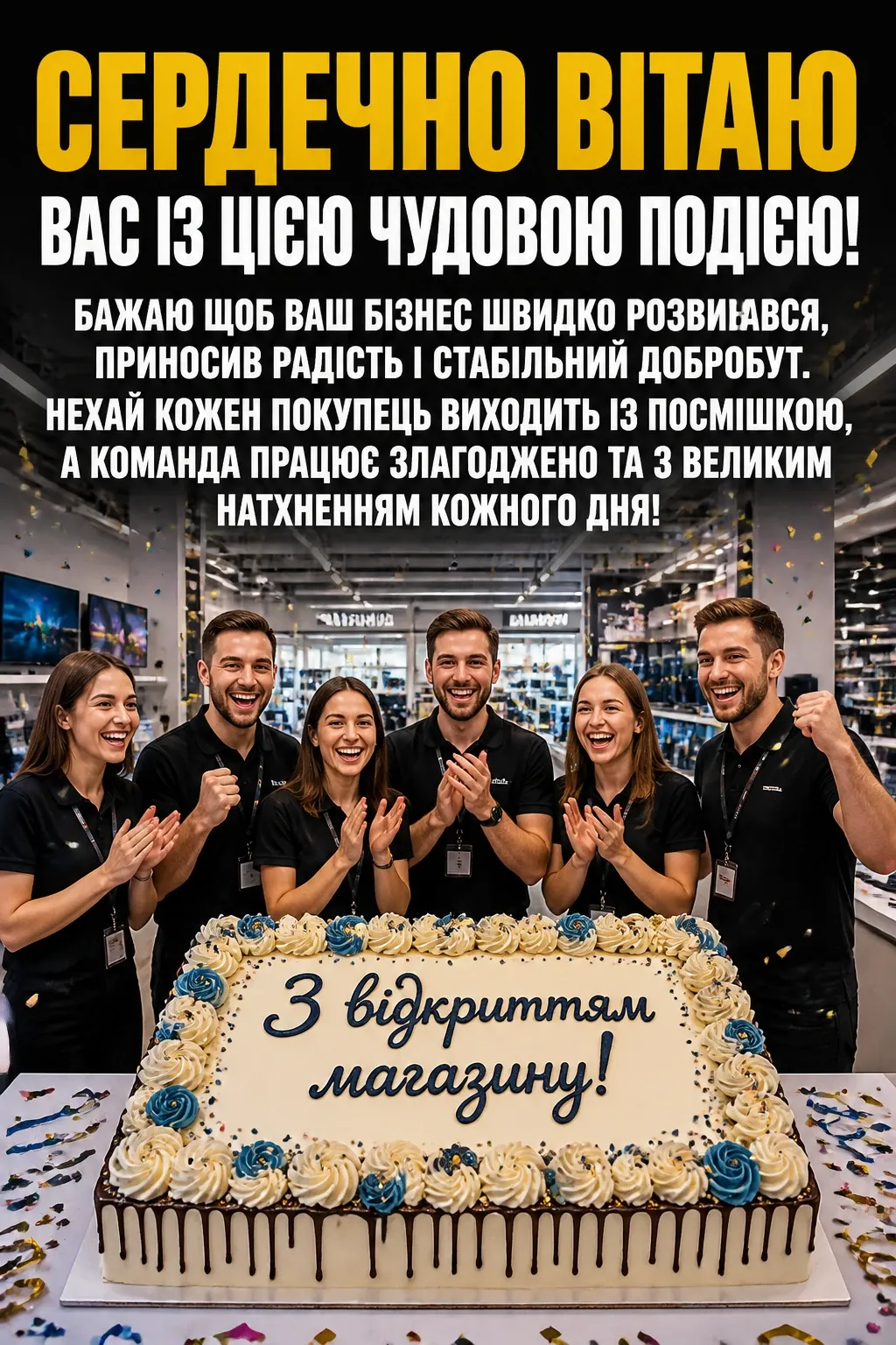 привітання з відкриттям магазину